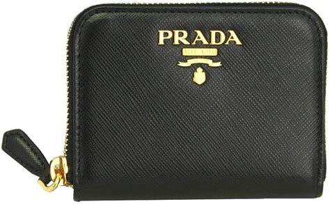 Prada Black Leather W/metal logos Coin case 1MM268 Nero